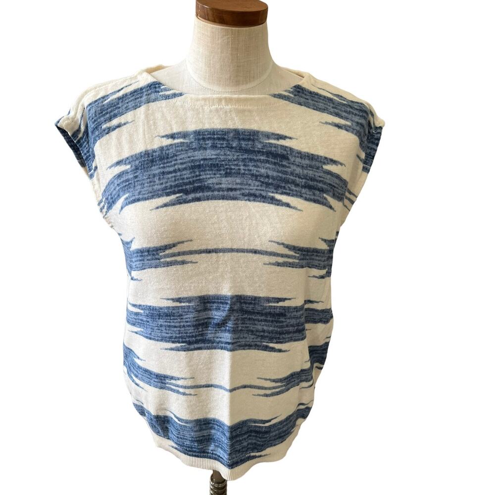 Chaps Sleeveless Knit Top Southwest Aztec Print Blue M